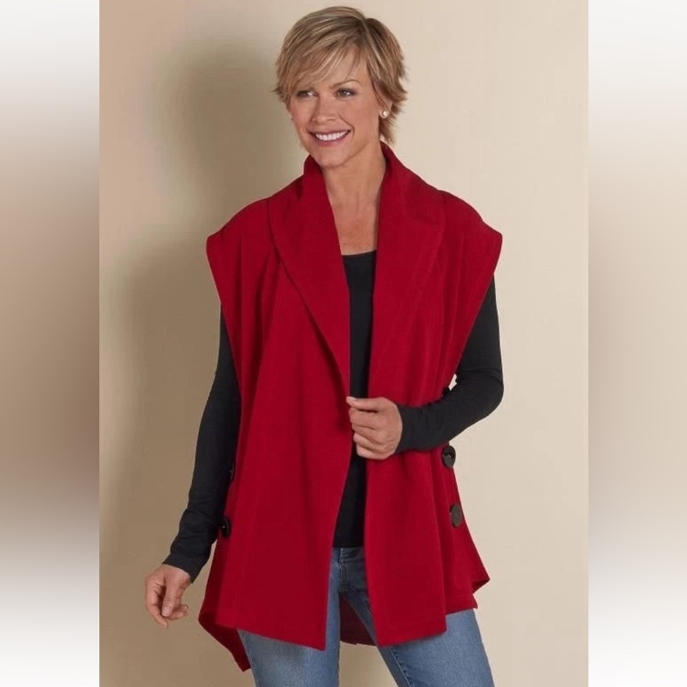 Soft Surroundings Red Mesa Button Vest 2X